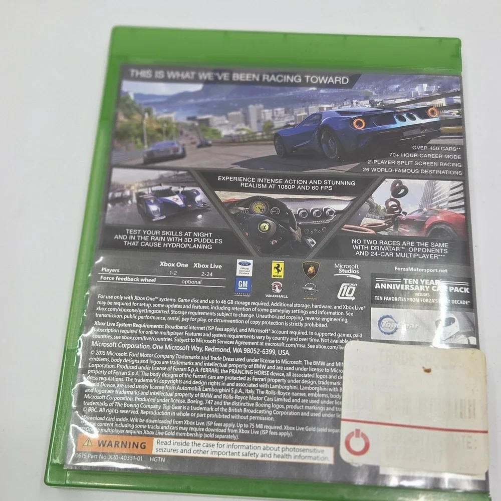 Forza Motorsport 6 Ten Year Anniversary Edition Xbox One Game Complete Case CIB